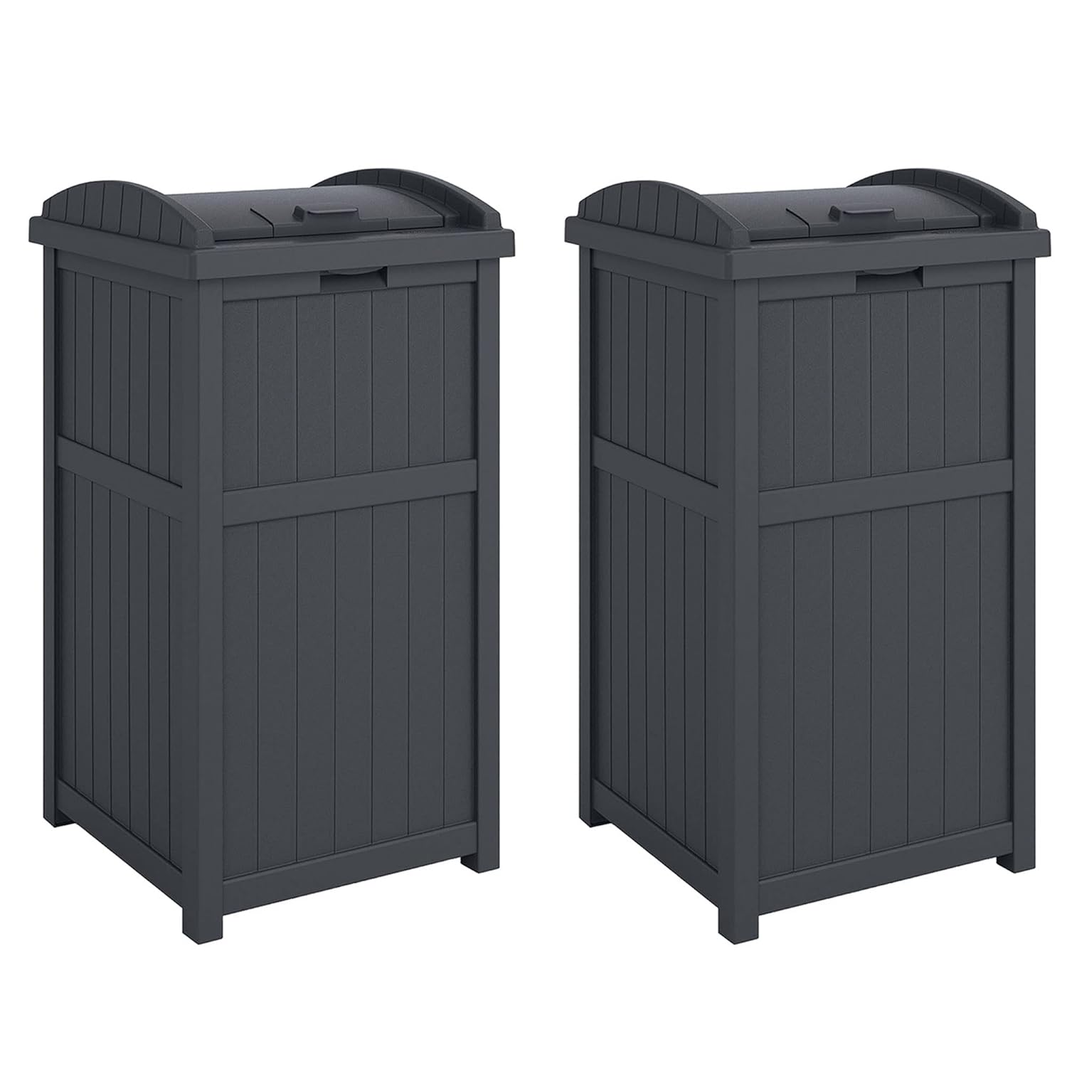 Suncast 2 Pack Trash Hideaway Refuse Container, Stylish Resin Outdoor Garbage Bin with Latching Lid, 30 to 33 Gallon Capacity, Cyberspace Suncast 2 Pack Trash Hideaway Refuse Container, Stylish Resin Outdoor Garbage Bin with Latching Lid, 30 to 33 Gallon Capacity, Cyberspace