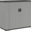Suncast 130-Gallon Backyard Oasis Basic Unit Lockable Outdoor Storage Cabinet, Peppercorn, Made in the USA