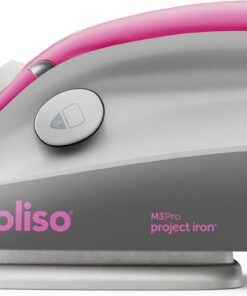 oliso M3Pro Project Steam Iron with Solemate – 1000W Ceramic Soleplate Iron and LED Light for Sewing, Quilting, Crafting, and Travel – Raspberry
