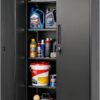VEVOR Metal Storage Cabinet, Lockable Steel Garage Cabinet with Magnetic Doors and Adjustable Shelves, 2 Keys, 5-Tiers Tall Tool Locker for Home, Office, School, Pantry, Warehouse, Laundry, Black