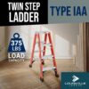 Louisville Ladder 14-Foot Fiberglass Twin Front Step Ladder, 375-Pound Load Capacity, Type IAA, FM1414HD