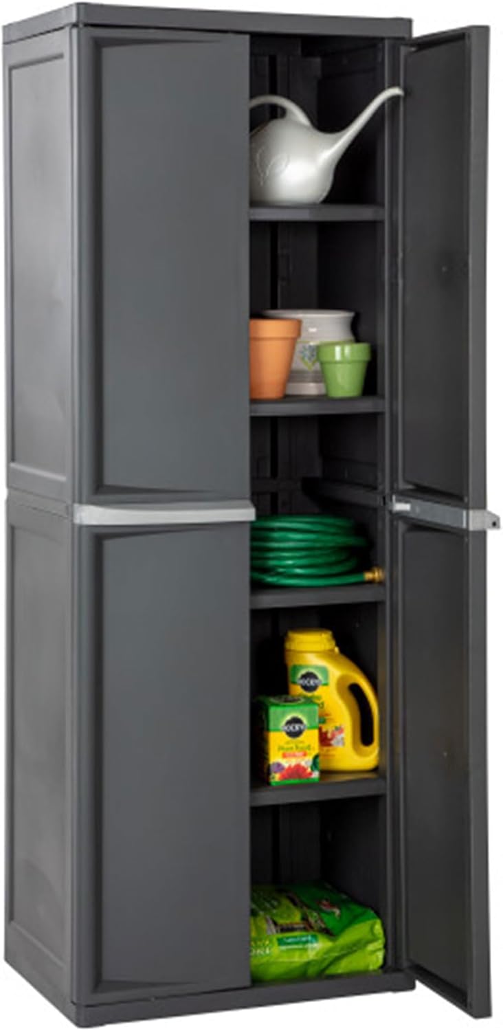 Sterilite 2-Pack 4 Shelf Cabinet, Lockable Utility Storage w/Adjustable Shelves, Gray - Plastic Shelving Unit for Organizing Garage, Pantry, Basement, Laundry Room or Mudroom Sterilite 2-Pack 4 Shelf Cabinet, Lockable Utility Storage w/Adjustable Shelves, Gray - Plastic Shelving Unit for Organizing Garage, Pantry, Basement, Laundry Room or Mudroom - Image 6