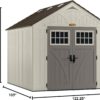 Suncast 8x10 Ft. Outdoor Storage Shed - Large Resin Outdoor Shed with Floor Included, Lockable Double Doors & Skylights. 547 Cu Ft Tremont Garden Resin Sheds for Lawn Tools, Riding Mowers, & Bikes Suncast 8x10 Ft. Outdoor Storage Shed - Large Resin Outdoor Shed with Floor Included, Lockable Double Doors & Skylights. 547 Cu Ft Tremont Garden Resin Sheds for Lawn Tools, Riding Mowers, & Bikes
