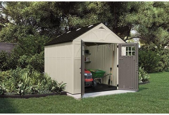 Suncast 8x10 Ft. Outdoor Storage Shed - Large Resin Outdoor Shed with Floor Included, Lockable Double Doors & Skylights. 547 Cu Ft Tremont Garden Resin Sheds for Lawn Tools, Riding Mowers, & Bikes Suncast 8x10 Ft. Outdoor Storage Shed - Large Resin Outdoor Shed with Floor Included, Lockable Double Doors & Skylights. 547 Cu Ft Tremont Garden Resin Sheds for Lawn Tools, Riding Mowers, & Bikes - Image 2