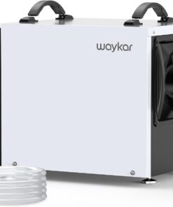 Waykar 125 Pint Crawl Space Dehumidifier with Pump & Drain Hose for Basements, Commercial & Water Damage Spaces up to 6500 Sq. Ft., Compact, Strong Dehumidification, 5-Year Quality Coverage