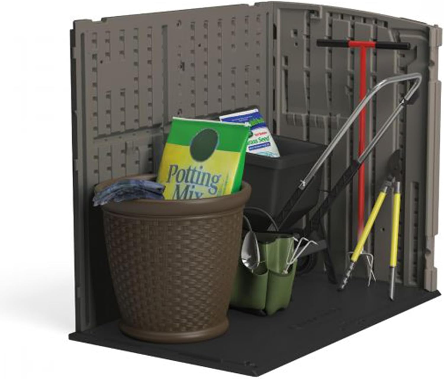 Suncast Outdoor Storage Shed for Backyard and Garden, Horizontal, 4' x 2.5', Stoney Grey - Portable Utility Deck and Cabinet for Tools, Equipment, and Garbage Suncast Outdoor Storage Shed for Backyard and Garden, Horizontal, 4' x 2.5', Stoney Grey - Portable Utility Deck and Cabinet for Tools, Equipment, and Garbage - Image 7