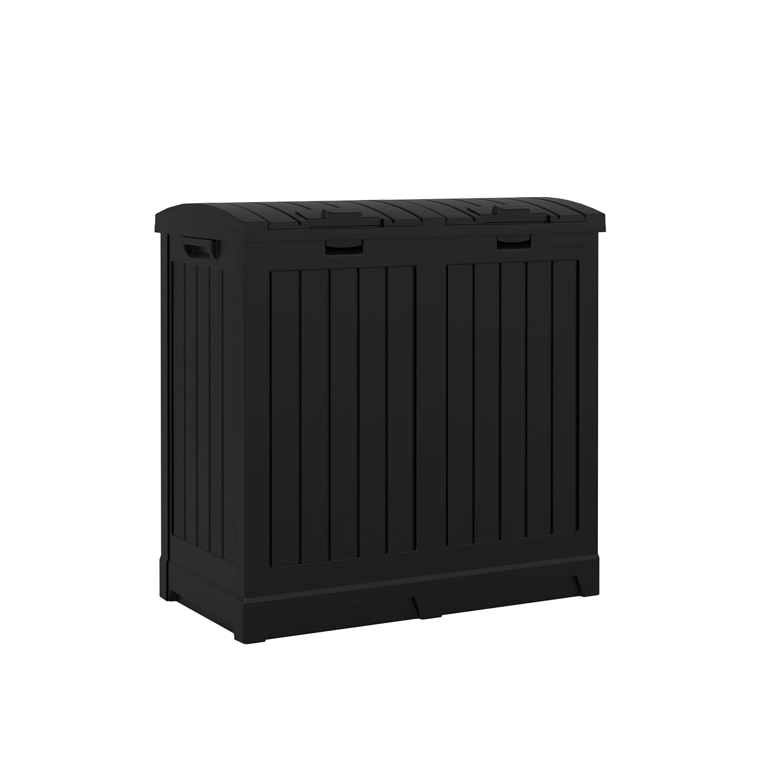 Suncast Dual Trash Hideaway Cabinet for Garbage and Recycle Bags, Discrete Outdoor Trash Cabinet with Concealed Trash Bag Holders, Holds Two 33-Gal. Bags, Made in the USA Suncast Dual Trash Hideaway Cabinet for Garbage and Recycle Bags, Discrete Outdoor Trash Cabinet with Concealed Trash Bag Holders, Holds Two 33-Gal. Bags, Made in the USA