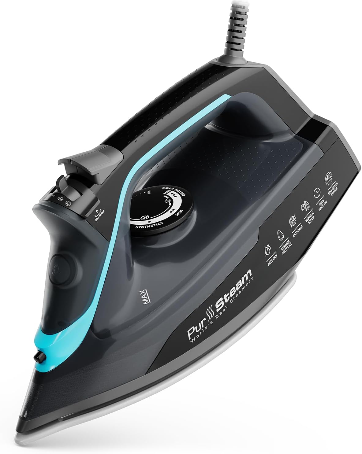 Pursteam SteamBurst+ 1750W Steam Iron, Ceramic Soleplate, Adjustable Steam, Burst of Steam, Self-Clean, Anti-Calc, Anti-Drip, Powerful & Long-Lasting Steam for All Fabrics Pursteam SteamBurst+ 1750W Steam Iron, Ceramic Soleplate, Adjustable Steam, Burst of Steam, Self-Clean, Anti-Calc, Anti-Drip, Powerful & Long-Lasting Steam for All Fabrics