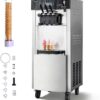 VEVOR Commercial Ice Cream Machine, 20-28L/H Yield, 2200W 3-Flavor Freestanding Soft Serve Ice Cream Maker with 2 x 6L Hoppers & Hopper Agitation, Pre-Cooling Self-Cleaning for Snack Dessert Shops