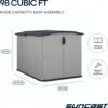 Suncast Glidetop 98 Cubic Foot Horizontal Shed Storage, Outdoor Waterproof Resin Floor Home Patio Deck Box for Garden and Tools, Dove Gray
