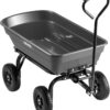 VEVOR 400LBS Wheelbarrow, Poly Garden Dump Cart Wagon with 8" Flat Free Tires, Heavy Duty Wheel Barrow Yard Cart Dump Wagon with Quick-Release System