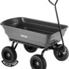 VEVOR 4 Cu.Ft 600LBS Poly Garden Cart Dump Wagon, 4 Wheel Heavy Duty Wheelbarrow with 10" Flat Free Tires, Yard Cart Dump Wagon with Quick-Release System