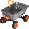 VEVOR 800LBS 7 CU.FT Poly Garden Cart Dump Wagon, Heavy Duty 4 Wheel Wheelbarrow with 10" Flat Free Tires, Yard Cart Dump Wagon with Removable Raised Sides and Quick-Release System
