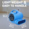1/2hp 2800CFM Speed Air Mover Carpet Dryer Floor Fan Cooling Fan - Industrial Heavy Duty Abanico de Piso Blower Fan with High Power for Commercial and Industrial Use