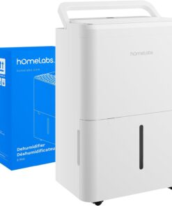 hOmeLabs Dehumidifier 1,800 Sq Ft 8 Pint (MAX 24 Pint at 95°F, 90% RH) | WIFI + Upgraded Advanced Humidity & Moisture Control, Quiet, Efficient, Auto Shut-off, Ideal for Home, Basement, Office