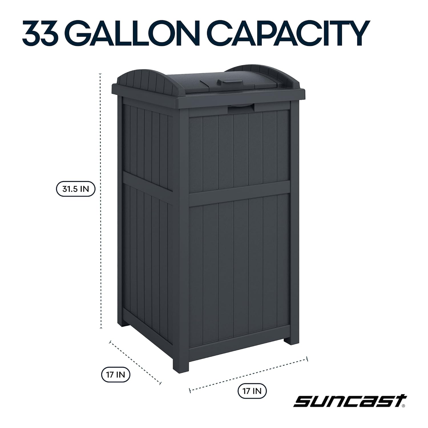 Suncast Outdoor Trash Hideaway, Resin Refuse Container w/Lid, Cyberspace, 30 Gallon Capacity - Stylish Concealed Waste Storage for Patio, Backyard, Deck or Garden, Use 30-33 Gal. Garbage Can Liners Suncast Outdoor Trash Hideaway, Resin Refuse Container w/Lid, Cyberspace, 30 Gallon Capacity - Stylish Concealed Waste Storage for Patio, Backyard, Deck or Garden, Use 30-33 Gal. Garbage Can Liners - Image 3