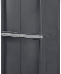 Sterilite 2-Pack 4 Shelf Cabinet, Lockable Utility Storage w/Adjustable Shelves, Gray - Plastic Shelving Unit for Organizing Garage, Pantry, Basement, Laundry Room or Mudroom