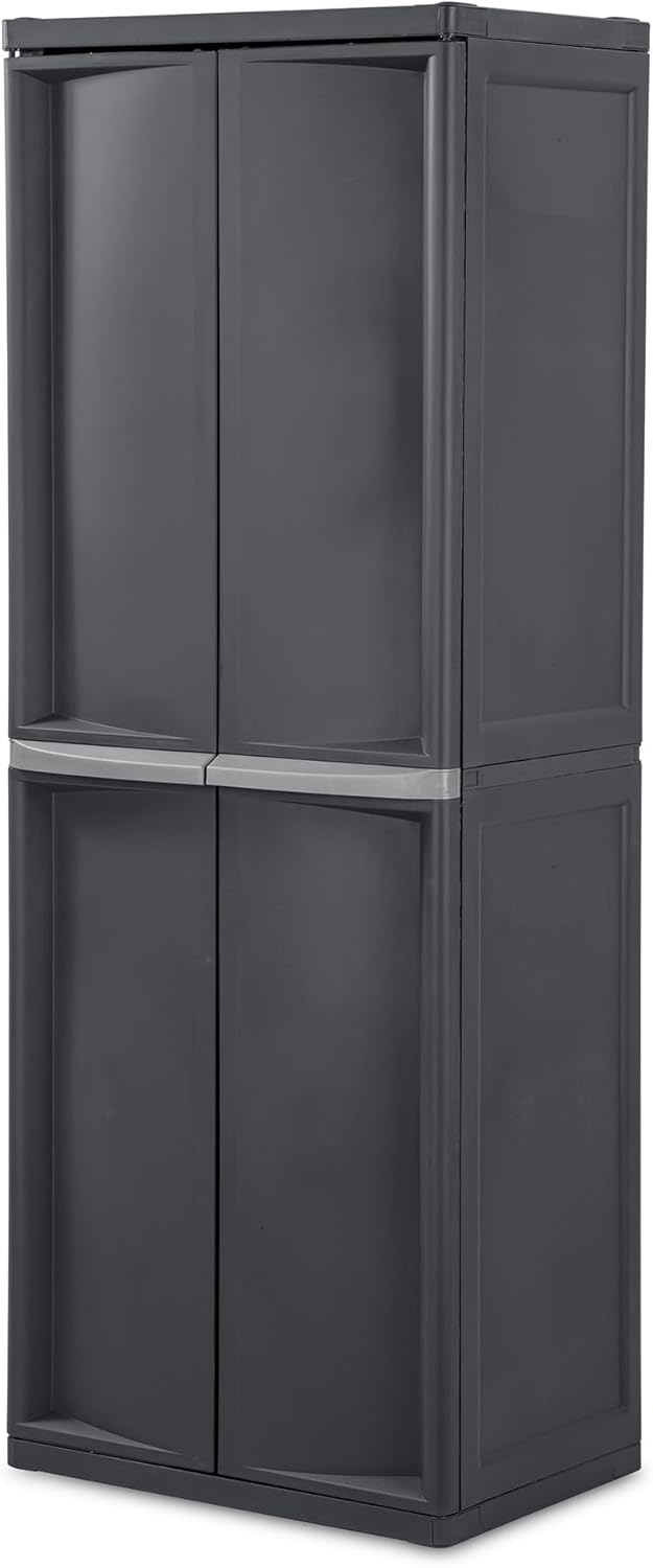 Sterilite 2-Pack 4 Shelf Cabinet, Lockable Utility Storage w/Adjustable Shelves, Gray - Plastic Shelving Unit for Organizing Garage, Pantry, Basement, Laundry Room or Mudroom Sterilite 2-Pack 4 Shelf Cabinet, Lockable Utility Storage w/Adjustable Shelves, Gray - Plastic Shelving Unit for Organizing Garage, Pantry, Basement, Laundry Room or Mudroom