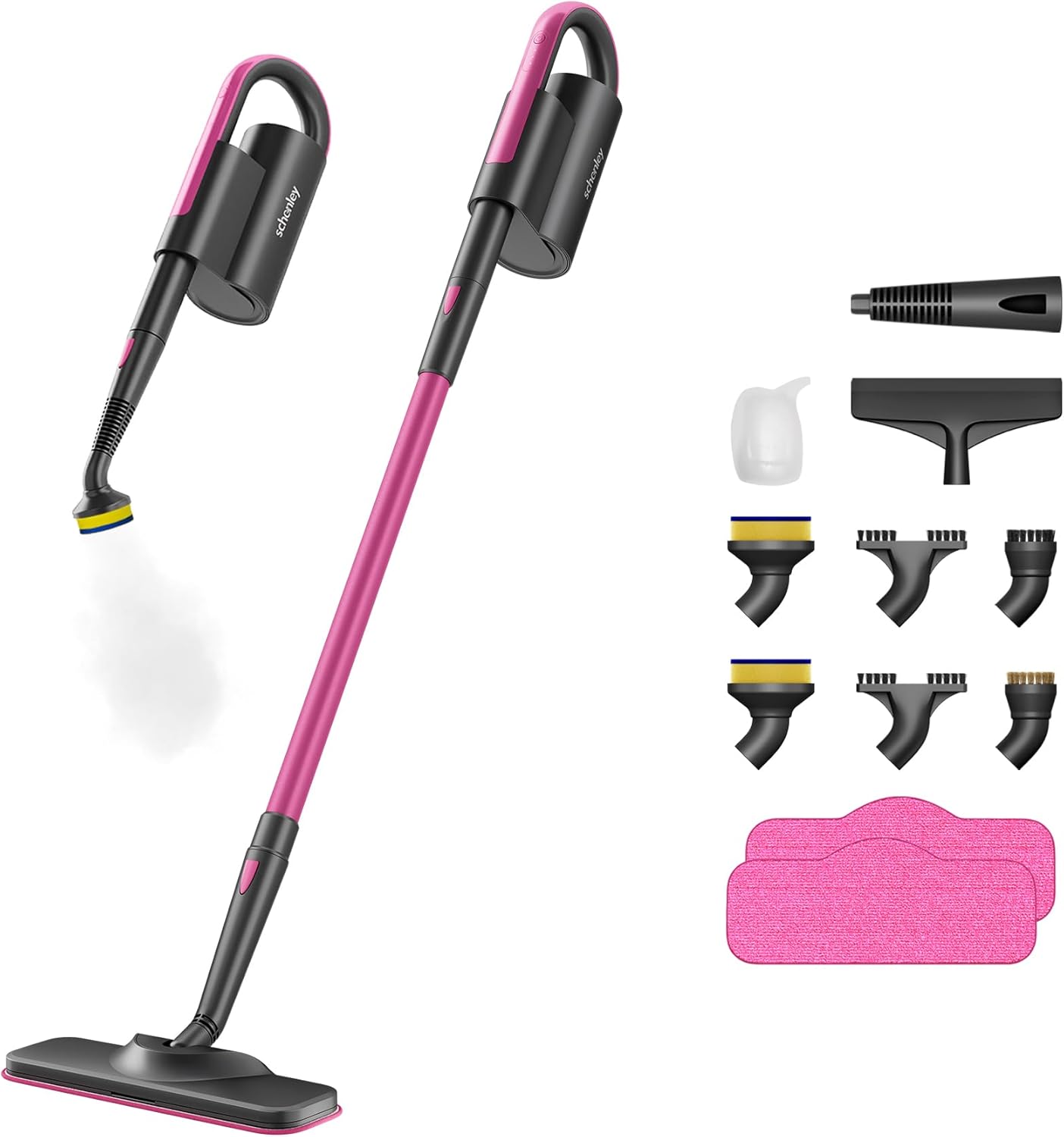 Schenley Steam Mop Cleaner with Detachable Handheld Steamer for Cleaning Hardwood, Laminate Floor, Tiles and Grout, with 14-in-1 Multi-purpose Accessories and Washable Microfiber Pads Schenley Steam Mop Cleaner with Detachable Handheld Steamer for Cleaning Hardwood, Laminate Floor, Tiles and Grout, with 14-in-1 Multi-purpose Accessories and Washable Microfiber Pads