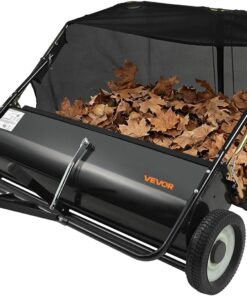VEVOR Tow Behind Lawn Sweeper, 44 in Pull Behind Lawn Sweeper, 25 cu. ft Large Capacity Leaf & Grass Collector, Heavy Duty Garden Sweeper with Adjustable Sweeping Height for Yard, Lawn, Farm