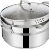 Jamie Oliver by T-fal Cooks Smart 10-Piece Stainless Steel Cookware Set | Stainless steel interior, Thermo-Fusion induction base, Oven safe to 500°F, Dishwasher safe, Heat indicator included