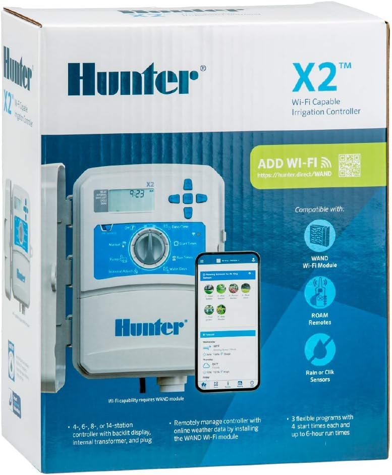 Hunter Hydrawise X2 8 Zone Sprinkler Controller, Outdoor Irrigation Timer for Lawn and Garden, Weather Based Scheduling, Cycle and Soak, Smart Controller Ready with Optional WiFi Module Hunter Hydrawise X2 8 Zone Sprinkler Controller, Outdoor Irrigation Timer for Lawn and Garden, Weather Based Scheduling, Cycle and Soak, Smart Controller Ready with Optional WiFi Module - Image 4