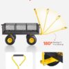 VEVOR 900 Lbs Heavy Duty Steel Garden Cart, Garden Wagon Cart on Wheels, Outdoor Metal Yard Utility Wagon Carts with 10" Tires and Mesh Removable Sides(Convert to Flatbed) and 180°Rotating Handle