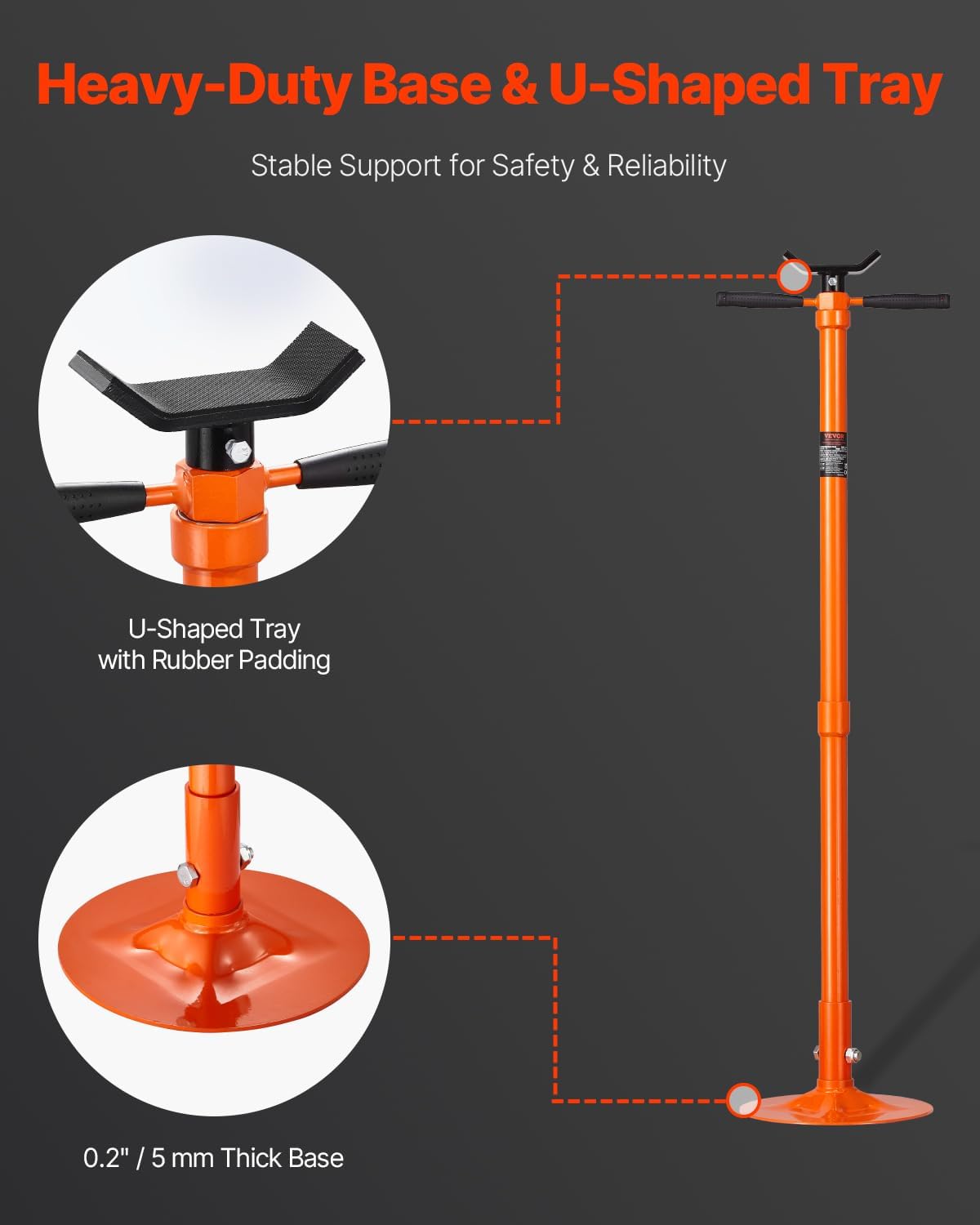 VEVOR Underhoist Support Stand 3/4 Ton Capacity Under Hoist Jack Stand | Lifting from 51.97" to 80", Bearing Mounted Spin Handle, with Two Wheels & Foot Pedal, Support Vehicle Components VEVOR Underhoist Support Stand 3/4 Ton Capacity Under Hoist Jack Stand | Lifting from 51.97" to 80", Bearing Mounted Spin Handle, with Two Wheels & Foot Pedal, Support Vehicle Components - Image 4