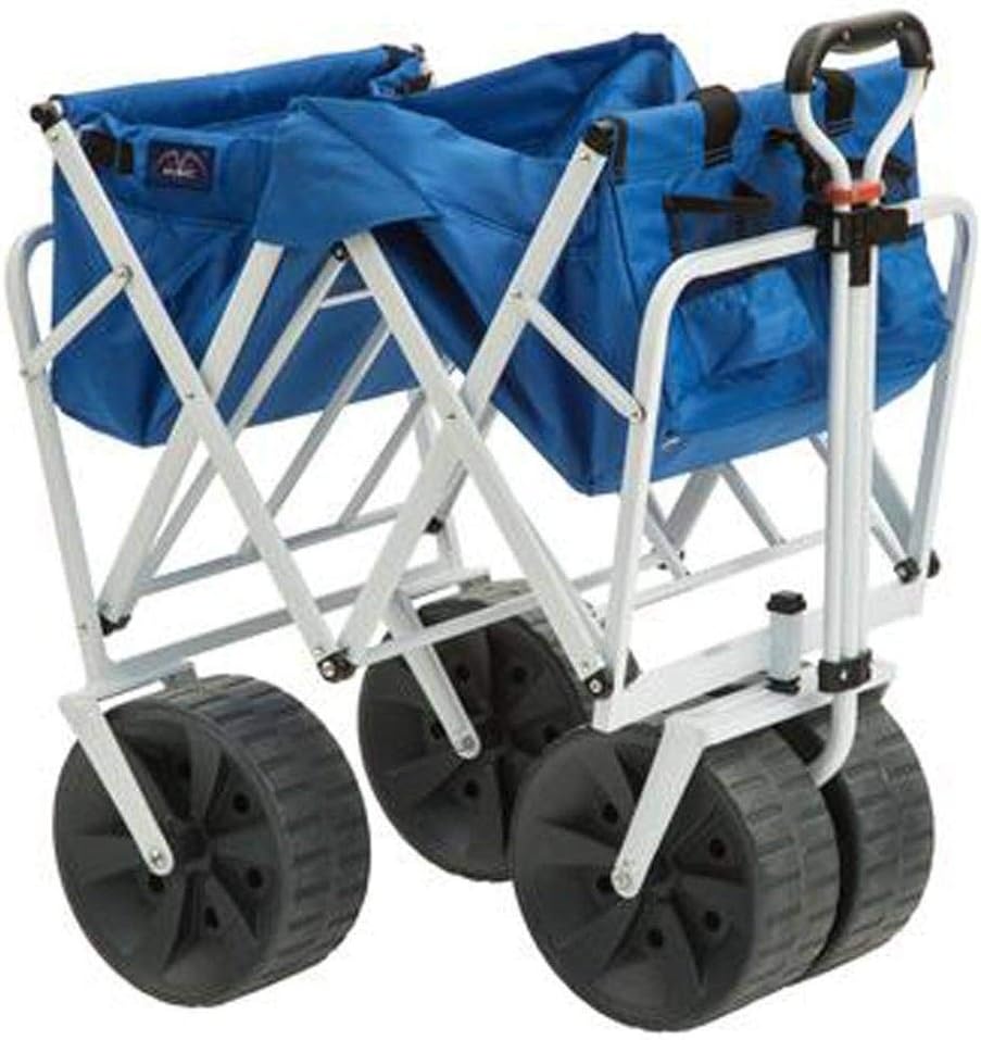 Mac Sports Heavy Duty Collapsible Folding All Terrain Utility Beach Wagon Cart, Blue/White Mac Sports Heavy Duty Collapsible Folding All Terrain Utility Beach Wagon Cart, Blue/White - Image 4