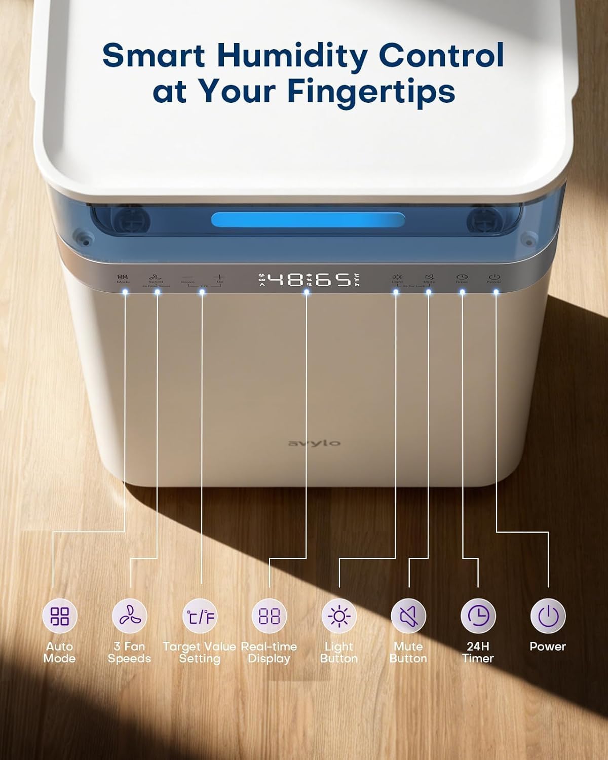 avylo Dehumidifier for Basement with Pump and Hose, Max 90 Pints/D, White | Energy Star Most Efficient 2025,5000 Sq.Ft Dehumidifier,Top Mounted 2.11Gal Tank,3 Drainage Option,Auto Shut Off,Auto Defrost avylo Dehumidifier for Basement with Pump and Hose, Max 90 Pints/D, White | Energy Star Most Efficient 2025,5000 Sq.Ft Dehumidifier,Top Mounted 2.11Gal Tank,3 Drainage Option,Auto Shut Off,Auto Defrost - Image 4