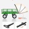 VEVOR 1200 Lbs Steel Garden Cart, Heavy Duty Pullable Garden Wagon Yard Cart, 2 in 1 Outdoor Metal Utility Wagon Yard Trailer with 13" All Terrain Tires, Mesh Removable Sides and 180°Rotating Handle