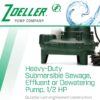Zoeller Waste-Mate 267-0001 Sewage Pump, 1/2 HP Automatic – Heavy-Duty Submersible Sewage, Effluent or Dewatering Pump