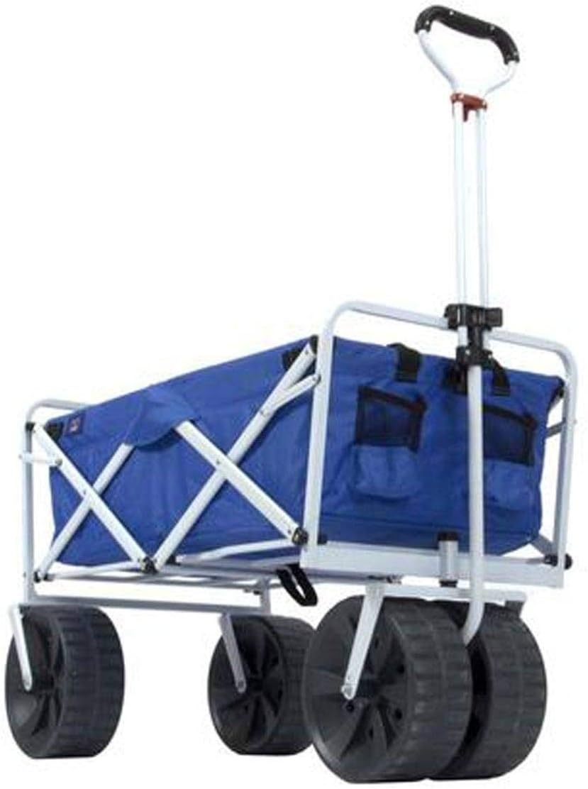 Mac Sports Heavy Duty Collapsible Folding All Terrain Utility Beach Wagon Cart, Blue/White Mac Sports Heavy Duty Collapsible Folding All Terrain Utility Beach Wagon Cart, Blue/White - Image 2
