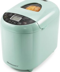 Elite Gourmet Programmable Bread Maker, 2 Lb, 3 Sizes, 19 Presets, Mint | Features Gluten-Free, Dough and Jam Presets Plus a Delay Timer