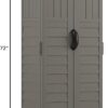 Suncast 22 Cubic Ft. Vertical Resin Outdoor Storage Shed with Lockable Double Doors, Weather-Resistant Multi-Wall Panels, Stoney Suncast 22 Cubic Ft. Vertical Resin Outdoor Storage Shed with Lockable Double Doors, Weather-Resistant Multi-Wall Panels, Stoney