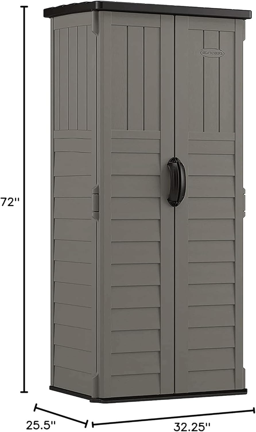Suncast 22 Cubic Ft. Vertical Resin Outdoor Storage Shed with Lockable Double Doors, Weather-Resistant Multi-Wall Panels, Stoney Suncast 22 Cubic Ft. Vertical Resin Outdoor Storage Shed with Lockable Double Doors, Weather-Resistant Multi-Wall Panels, Stoney - Image 3