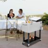 VINGLI Rolling Ice Chest, Portable Patio Party Bar Drink Cooler Cart, with Shelf, Beverage Pool with Bottle Opener, Grey