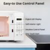 COMFEE' Countertop Microwave Oven, 0.7 Cu.Ft, 700W,Pearl White, ECO Mode | Sound On/Off, One-Touch Buttons, Child Lock, for Apartment, Dorm & Office