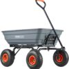 VEVOR 4 Cu.Ft. 600lbs Poly Garden Dump Cart, Heavy Duty 4 Wheel Wheelbarrow Yard Cart Dump Wagon with 10in All Terrain Wheels, Steel Frame and Quick Release System