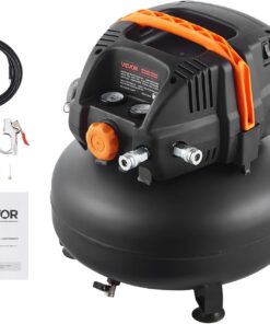 VEVOR 6 Gallon Air Compressor, 1.7HP 2.3CFM@90PSI Portable Pancake Air Compressor & 150PSI Max Pressure, 12-Piece Accessory Kit with 25FT Air Hose for Tire Inflation, Spray Painting, Woodwork Nailing