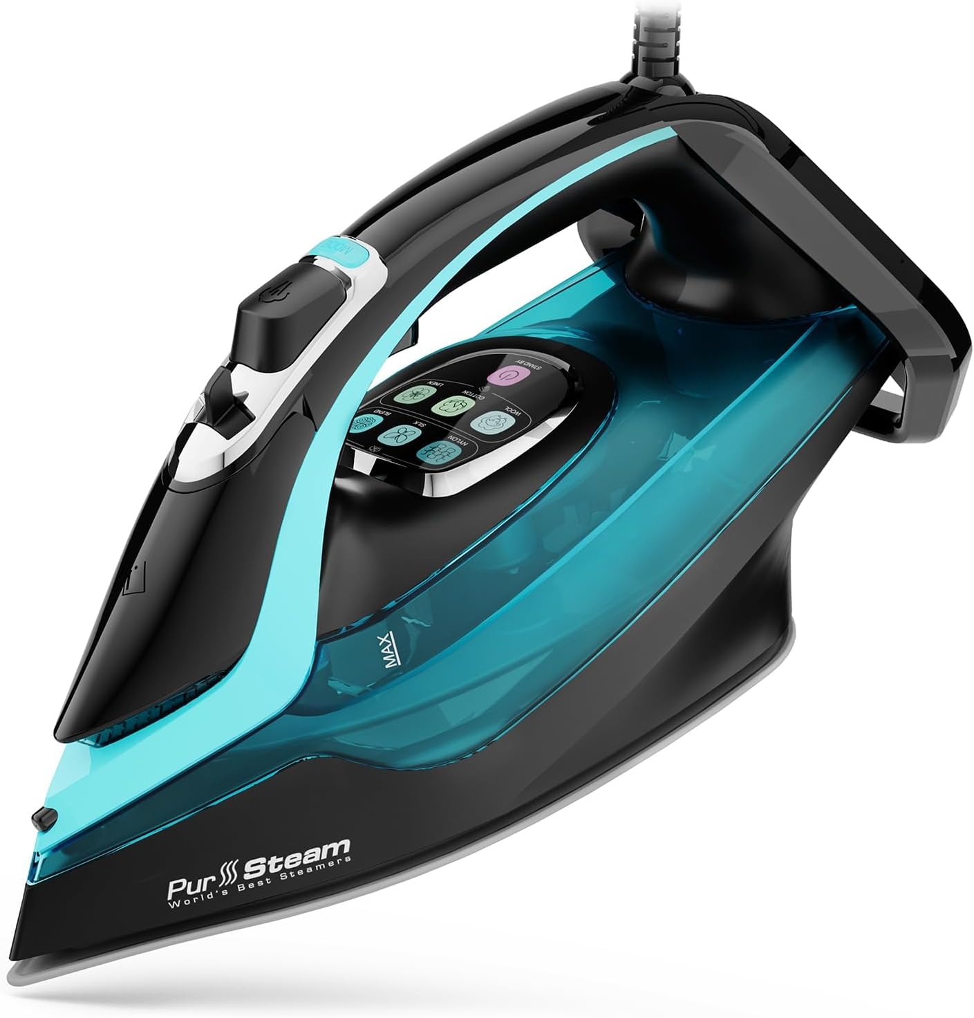 PurSteam SteamTech Elite 1750W Steam Iron, Digital Temp Control & LED Display, Ceramic Soleplate, Adjustable Steam, Self-Clean, Anti-Calc, Anti-Drip, Auto Shut-Off PurSteam SteamTech Elite 1750W Steam Iron, Digital Temp Control & LED Display, Ceramic Soleplate, Adjustable Steam, Self-Clean, Anti-Calc, Anti-Drip, Auto Shut-Off