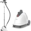 Pure Enrichment PureSteam XL Standing Fabric Steamer - Professional Wrinkle Remover Heats in 45 Seconds; 1/2-Gallon Tank for 1 Hour of Steaming; Easy-Roll Wheels, Garment Hanger, & Fabric Brush