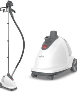 Pure Enrichment PureSteam XL Standing Fabric Steamer - Professional Wrinkle Remover Heats in 45 Seconds; 1/2-Gallon Tank for 1 Hour of Steaming; Easy-Roll Wheels, Garment Hanger, & Fabric Brush