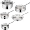 Jamie Oliver by T-fal Cooks Smart 10-Piece Stainless Steel Cookware Set | Stainless steel interior, Thermo-Fusion induction base, Oven safe to 500°F, Dishwasher safe, Heat indicator included