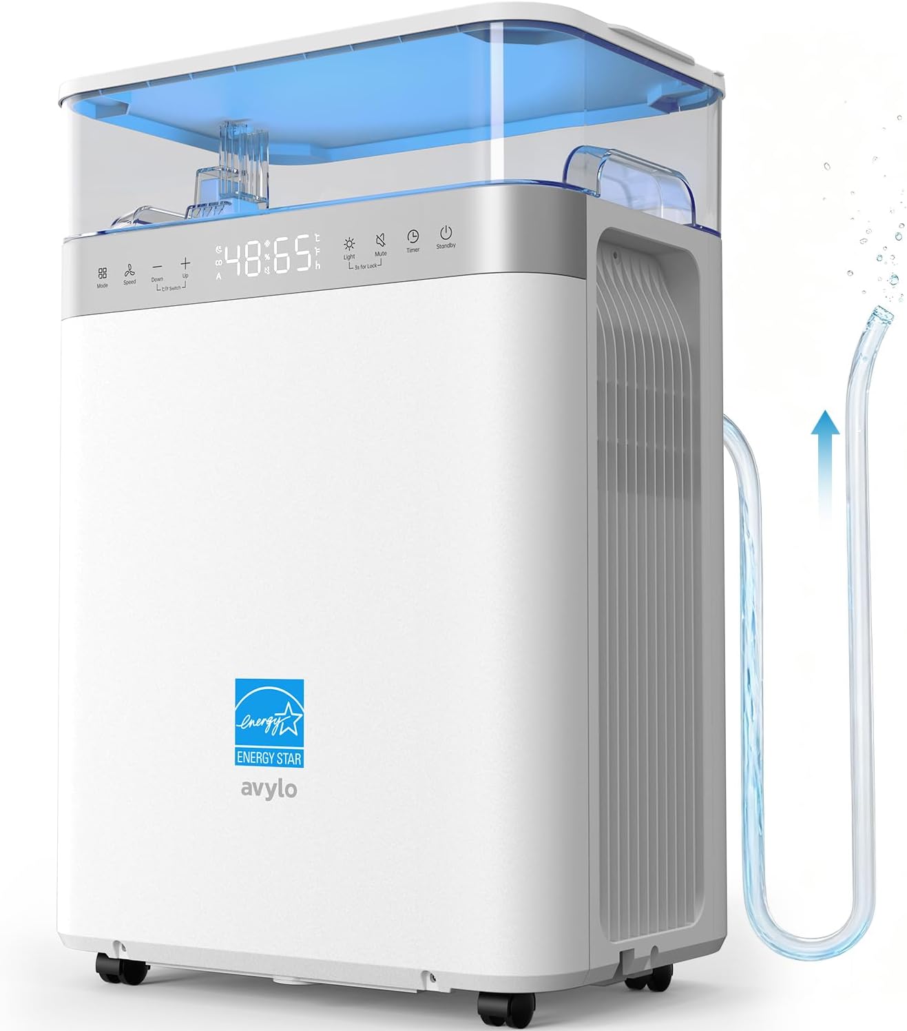 avylo Dehumidifier for Basement with Pump and Hose, Max 90 Pints/D, White | Energy Star Most Efficient 2025,5000 Sq.Ft Dehumidifier,Top Mounted 2.11Gal Tank,3 Drainage Option,Auto Shut Off,Auto Defrost avylo Dehumidifier for Basement with Pump and Hose, Max 90 Pints/D, White | Energy Star Most Efficient 2025,5000 Sq.Ft Dehumidifier,Top Mounted 2.11Gal Tank,3 Drainage Option,Auto Shut Off,Auto Defrost