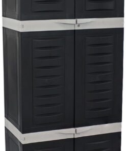 Sunnydaze 72" H Resin Garage Storage Cabinet - Garage Cabinet with Lockable Doors and Adjustable Shelves - Freestanding Utility Storage for Laundry Room, Office, Basement - Charcoal/Gray Trim