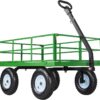 VEVOR Steel Garden Cart, 1200 lbs Heavy Duty Pullable Garden Wagon Yard Cart, 2 in 1 Outdoor Metal Utility Wagon Yard Trailer with 13" All Terrain Tires, Mesh Detachable Sides and 180° Rotating Handle