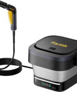 Fanttik NB10 Fold Cordless Electric Pressure Washer, Foldable Sprayer Washer w/3.2gal Tank, HD LED Display, 5-in-1 Nozzle, Max 220PSI, Type-C Charging, for Light Cleaning in Patio, Bicycles & Camping