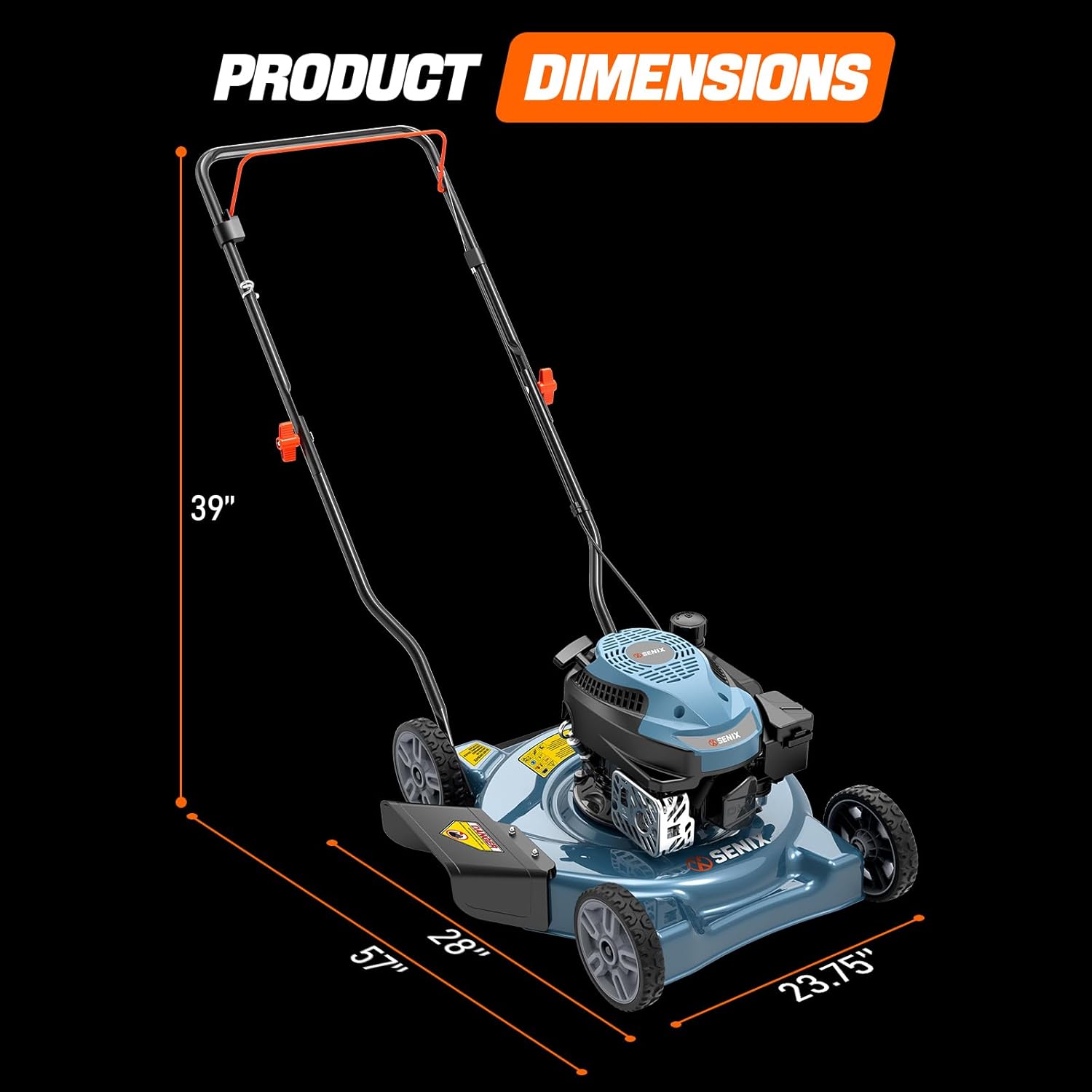 SENIX Lawn Mower, 20" 144 cc Push Mower Gas, 4-Cycle Engine Walk-Behind Push Lawn Mowers, 3 Position Height Adjustment for 1/4 Acre Small Yard Garden, cortadora de pasto SENIX Lawn Mower, 20" 144 cc Push Mower Gas, 4-Cycle Engine Walk-Behind Push Lawn Mowers, 3 Position Height Adjustment for 1/4 Acre Small Yard Garden, cortadora de pasto - Image 3