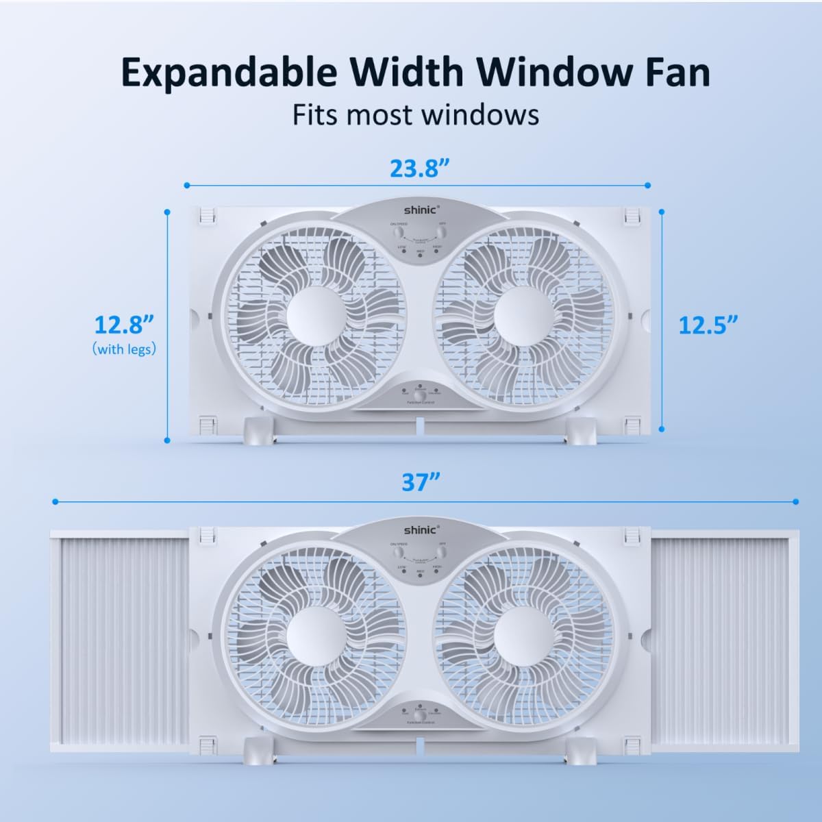 shinic Window Fan, 2026 Updated Quiet Window Exhaust Fan. Reversible Airflow, 9" Blades, Full Remote Control, 3 Functions 3 Speeds. Adjustable Width 23.8"-37", for Bathroom & Kitchen, ETL Certified shinic Window Fan, 2026 Updated Quiet Window Exhaust Fan. Reversible Airflow, 9" Blades, Full Remote Control, 3 Functions 3 Speeds. Adjustable Width 23.8"-37", for Bathroom & Kitchen, ETL Certified - Image 3